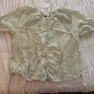 Light Green Button-Up Blouse